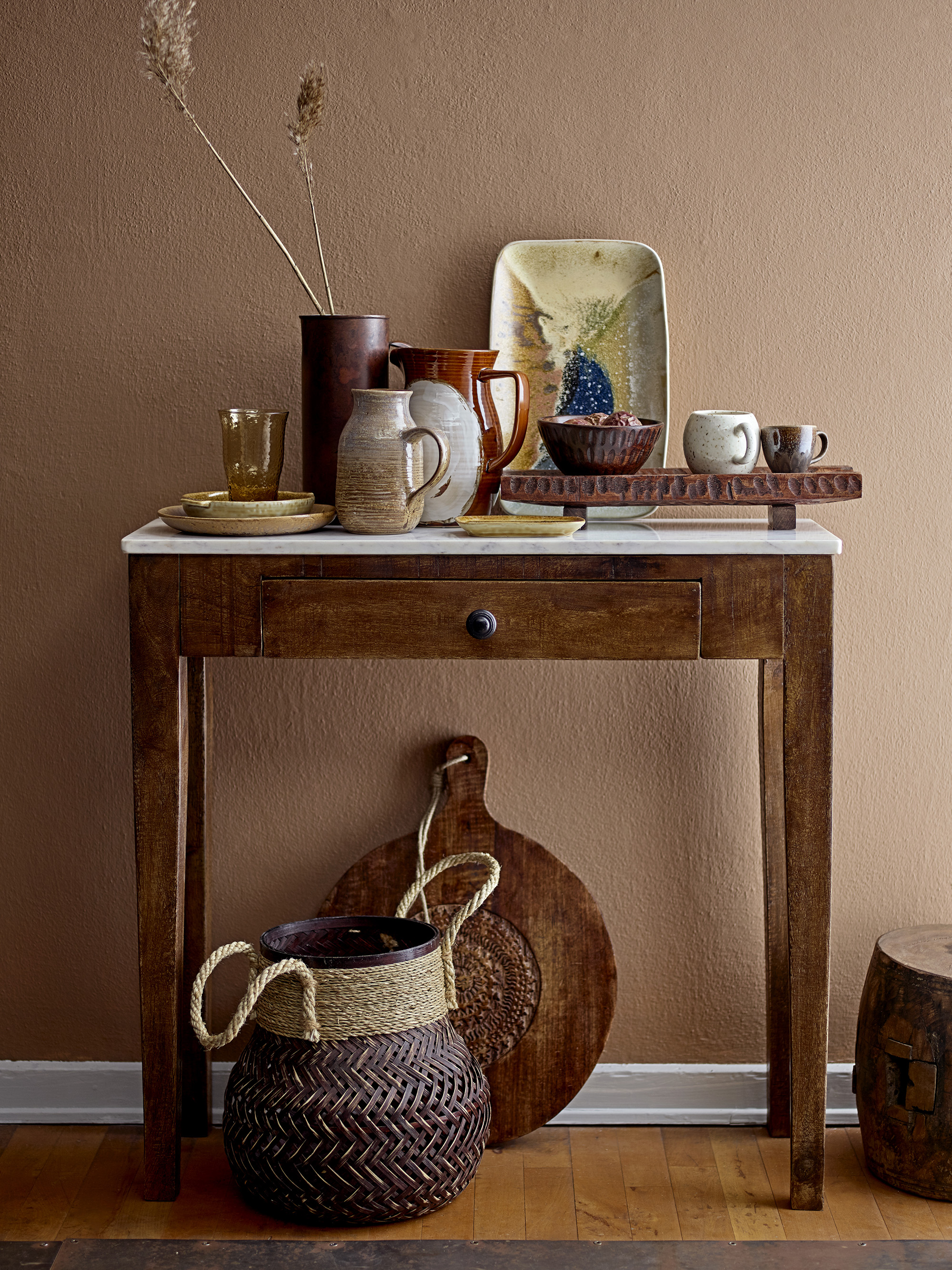 Hauge Console Table, Brown, Marble