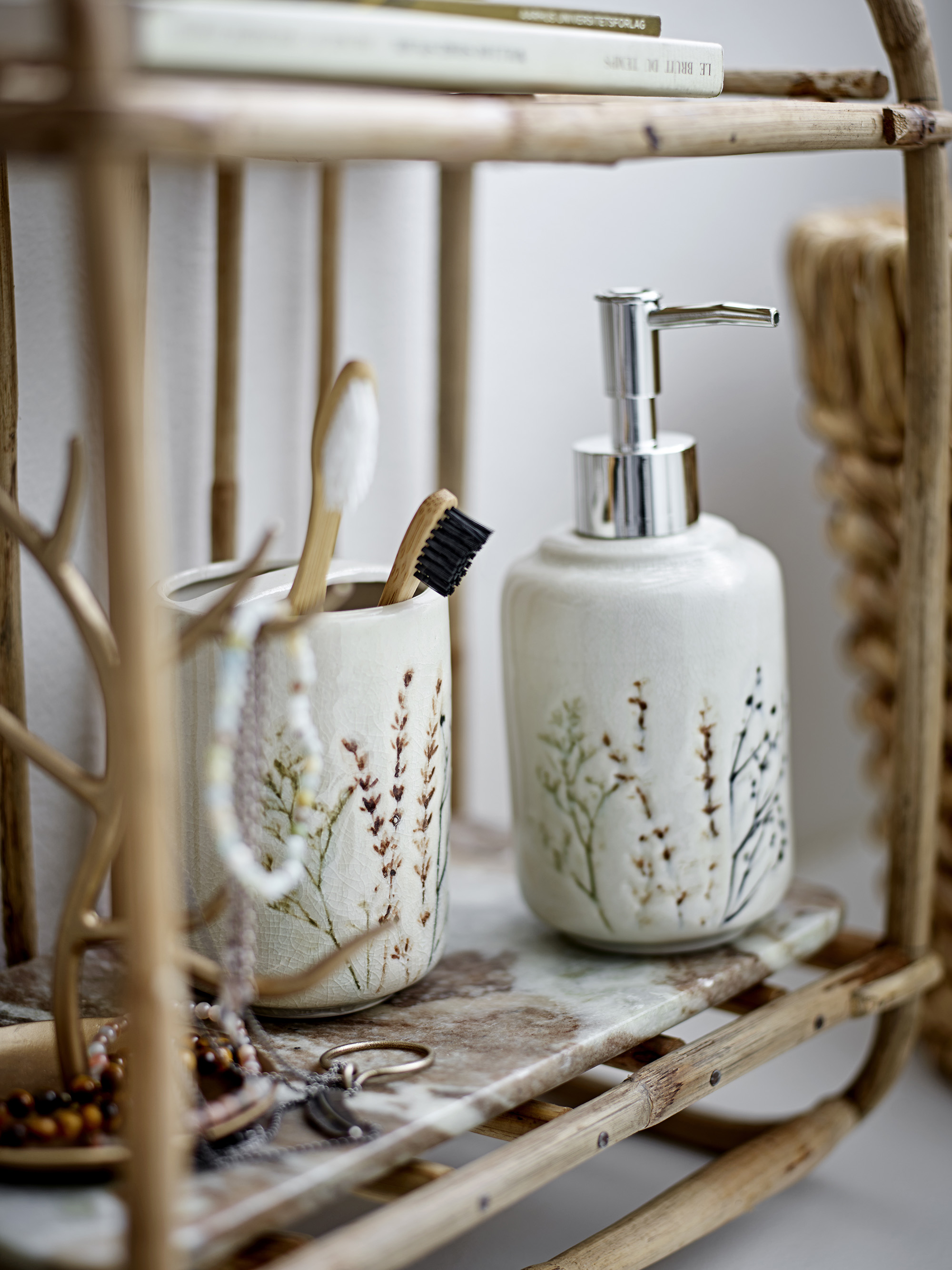 Bea Soap Dispenser Set, Nature, Stoneware