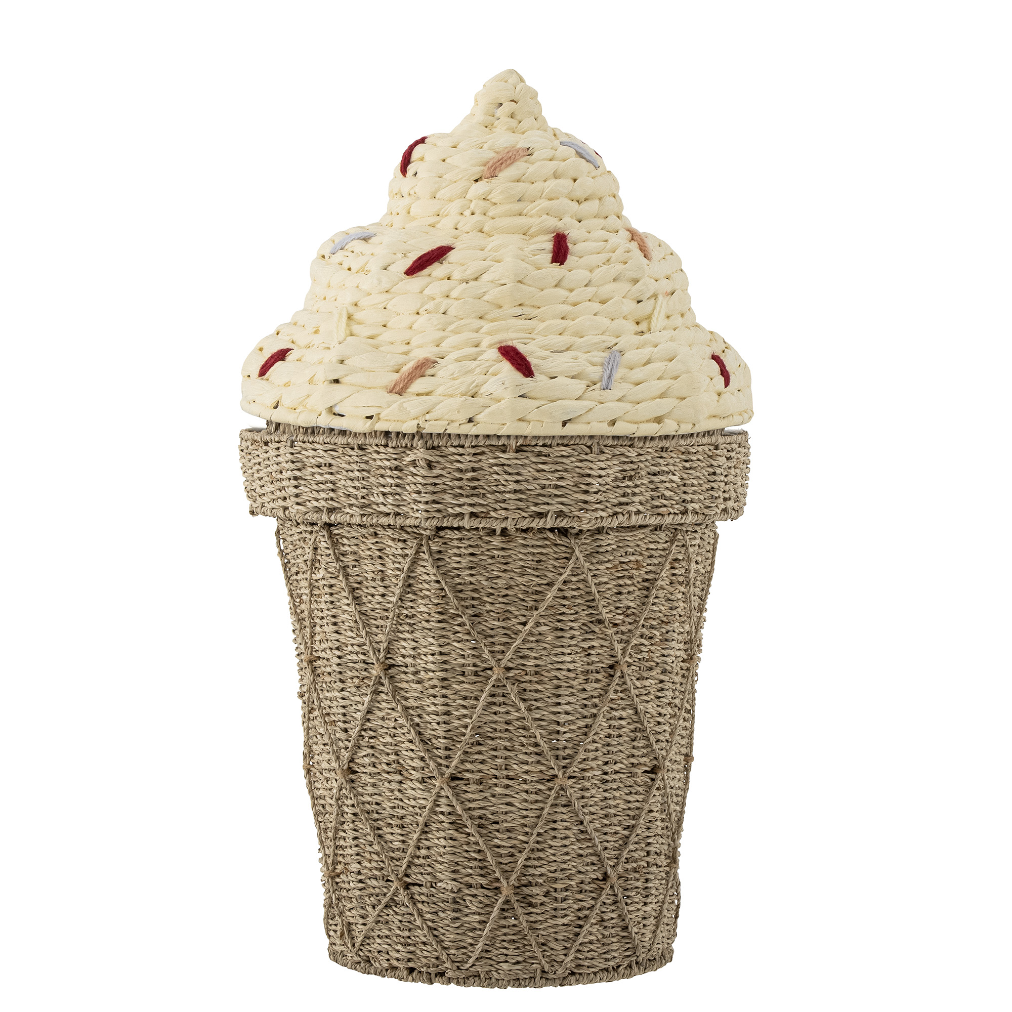 Bloomingville MINI Panier Timone Avec Couvercle | Jacinthe D'Eau Naturel, Ø40 X H57 Cm, Rangement Jouets Enfants Élégant Et Scandinave