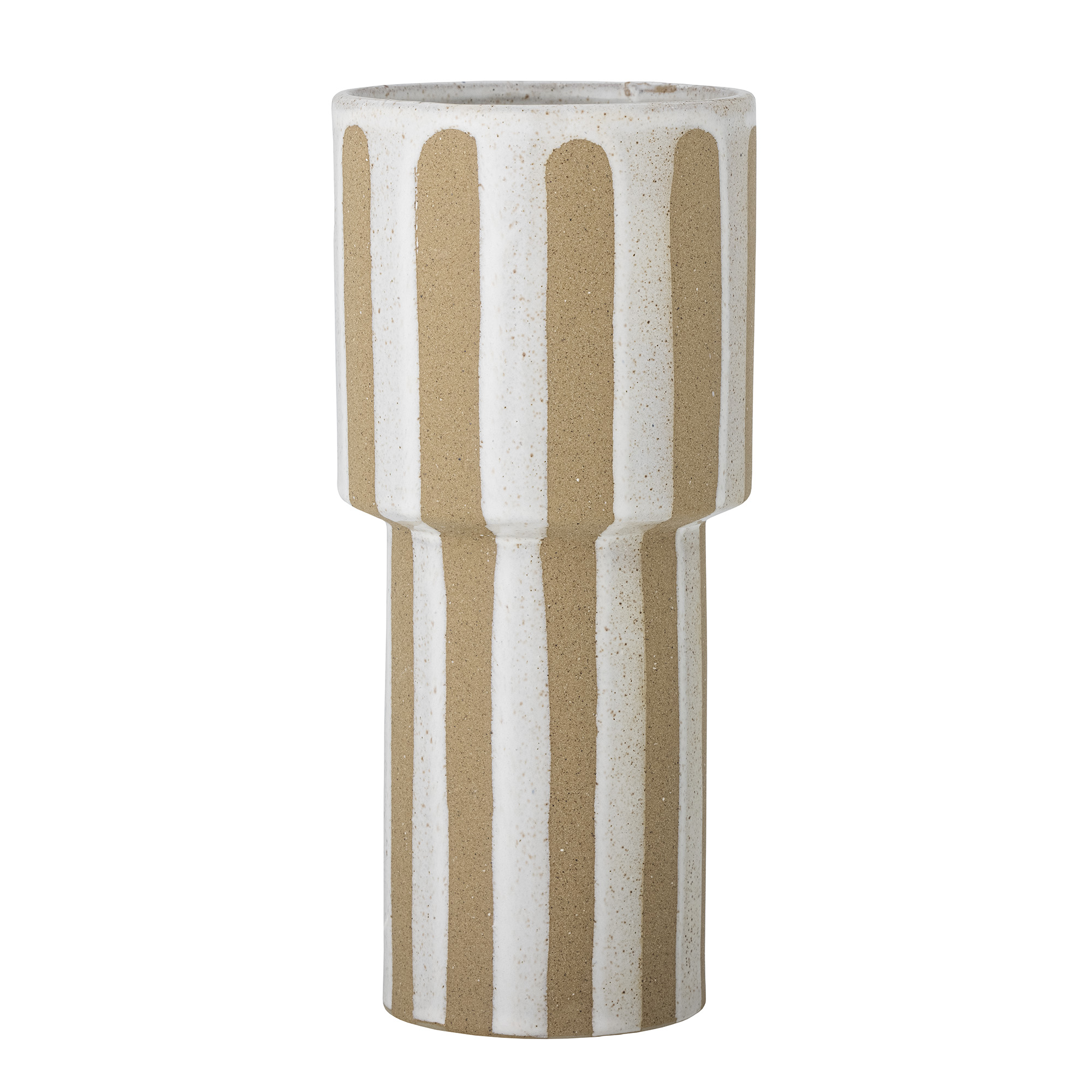 Bloomingville Ata Vase Aus Steingut – Leuchtendes Gelb, 16,5x30,5x7,5 Cm, Handgefertigt Für Blumen Oder Deko