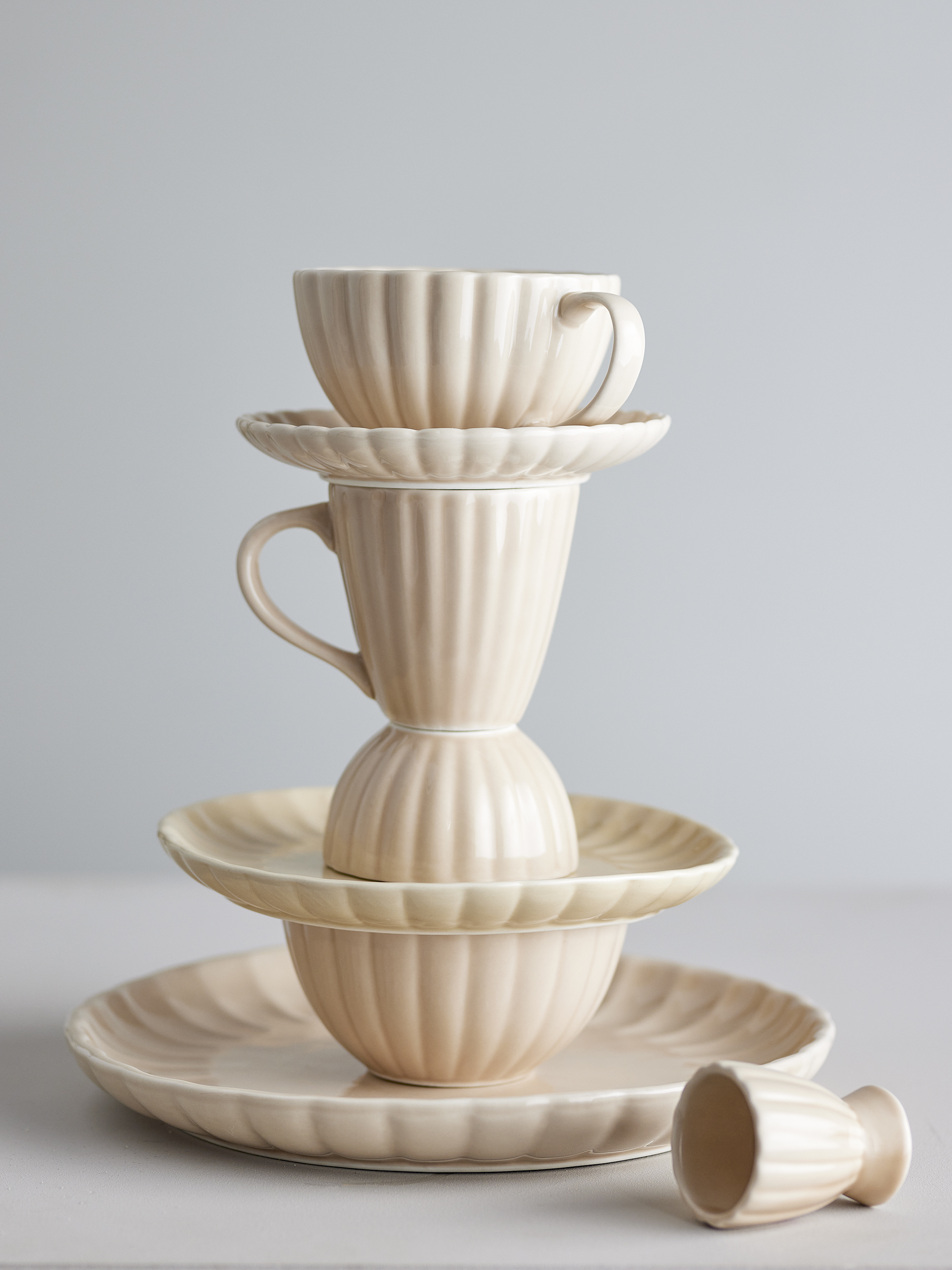 Latina Cup w/Saucer, Nature, Stoneware