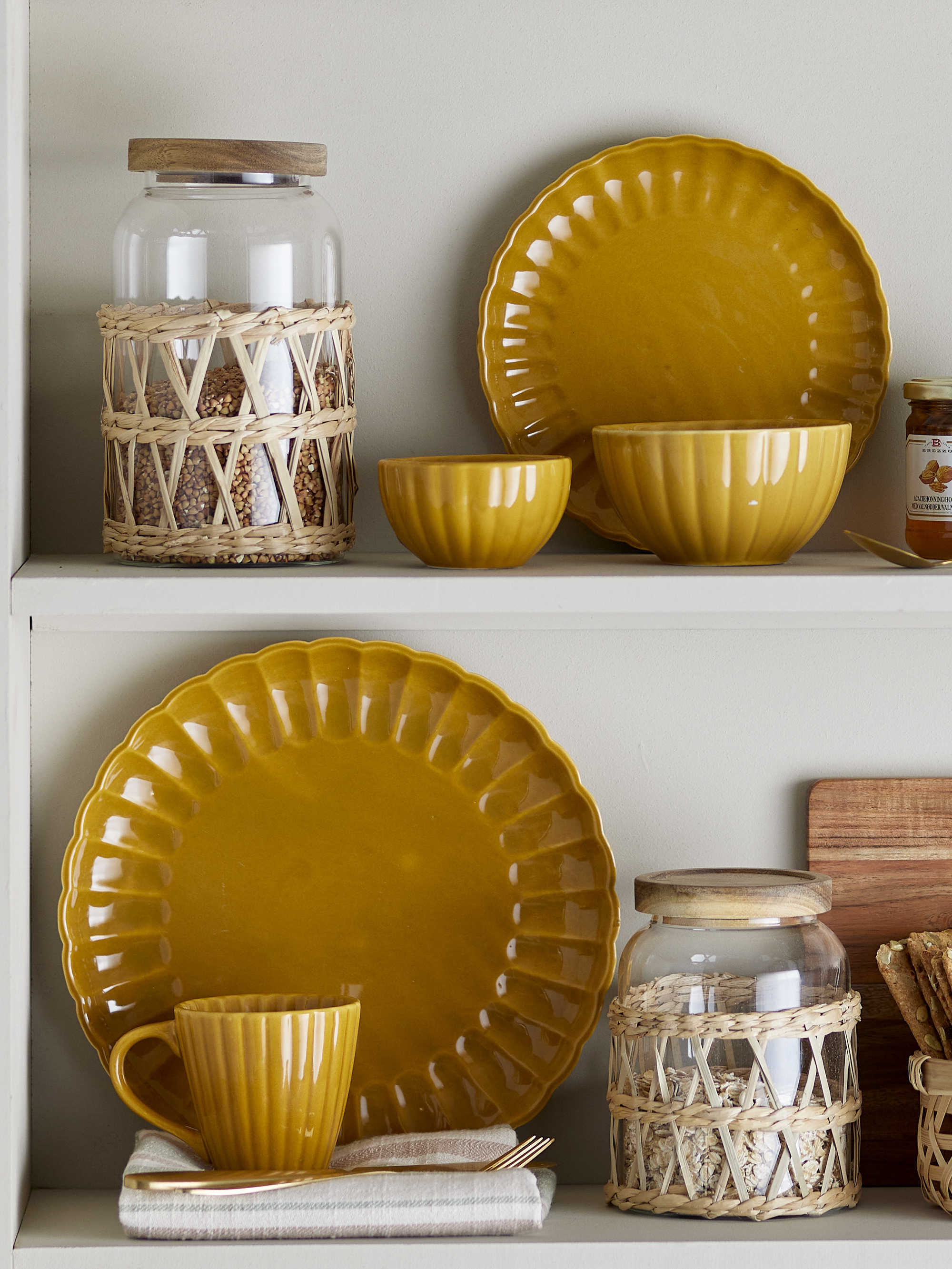 Bloomingville　ボウル Bloomingville ボウル Bastien Bowl, Yellow, Stoneware