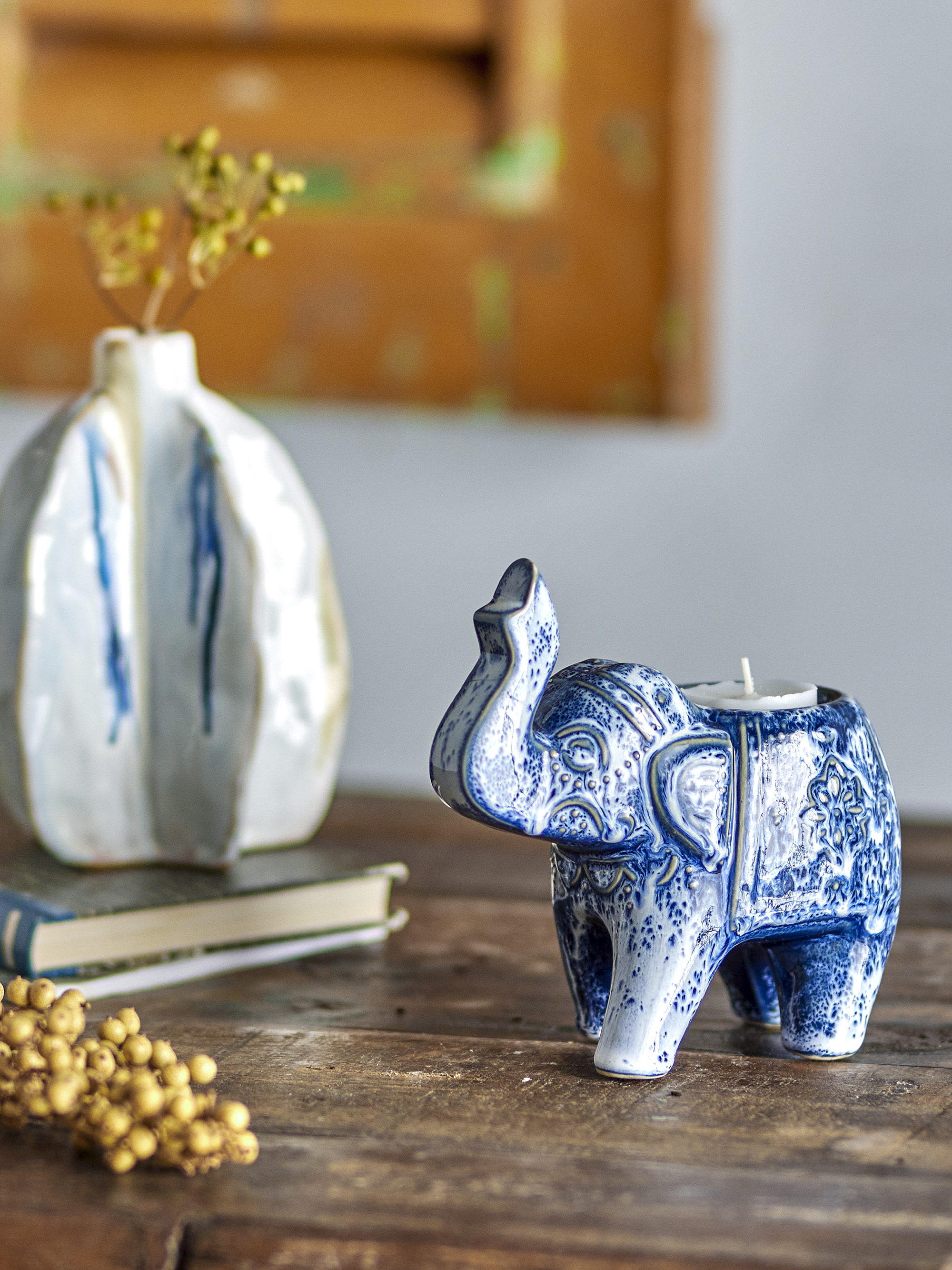 Oliphant Votive, Blue, Stoneware
