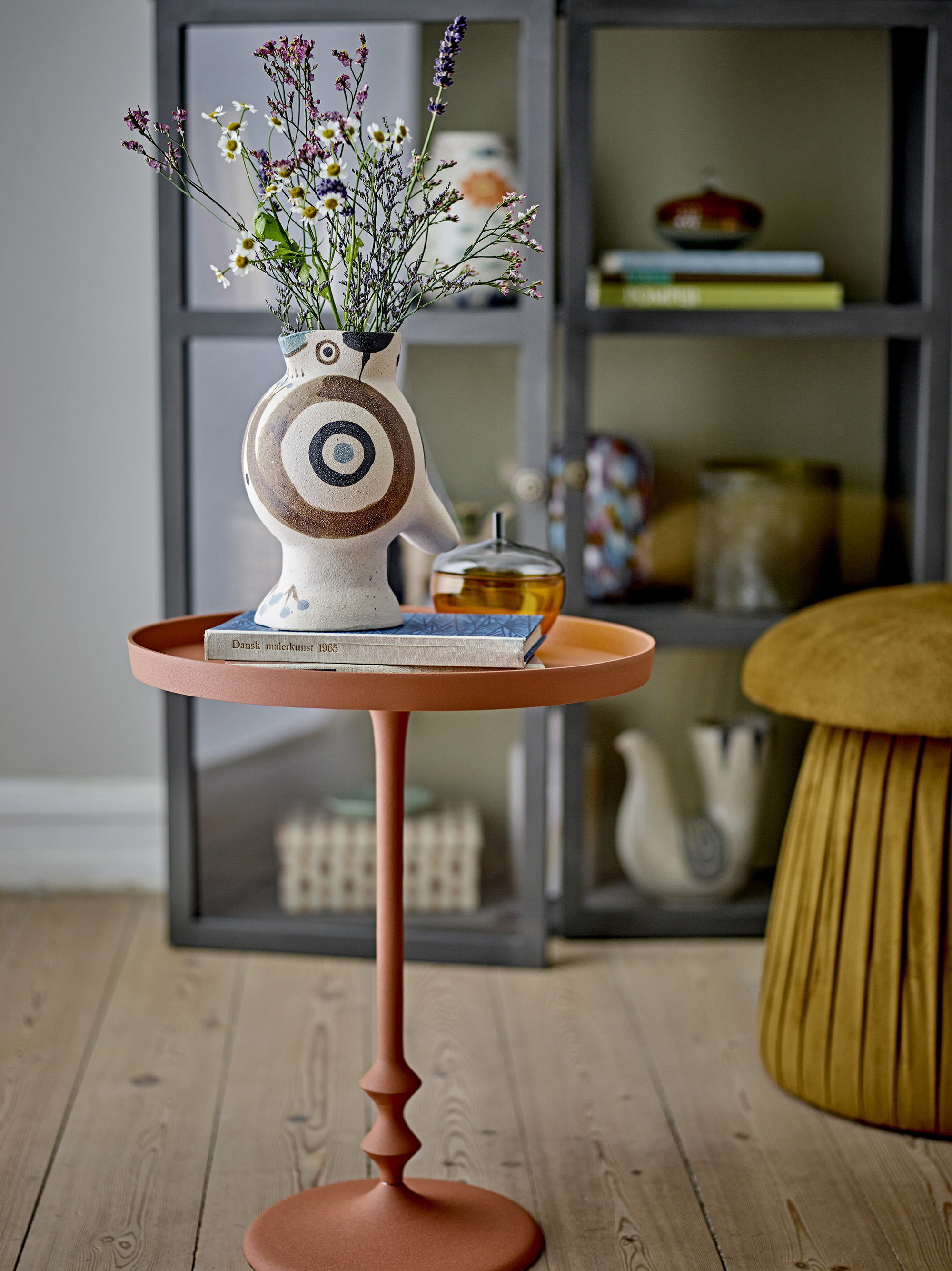 Bloomingville Odina Vase Rot – Handbemaltes Steingut, 11x15x16 Cm, Skandinavisches Design