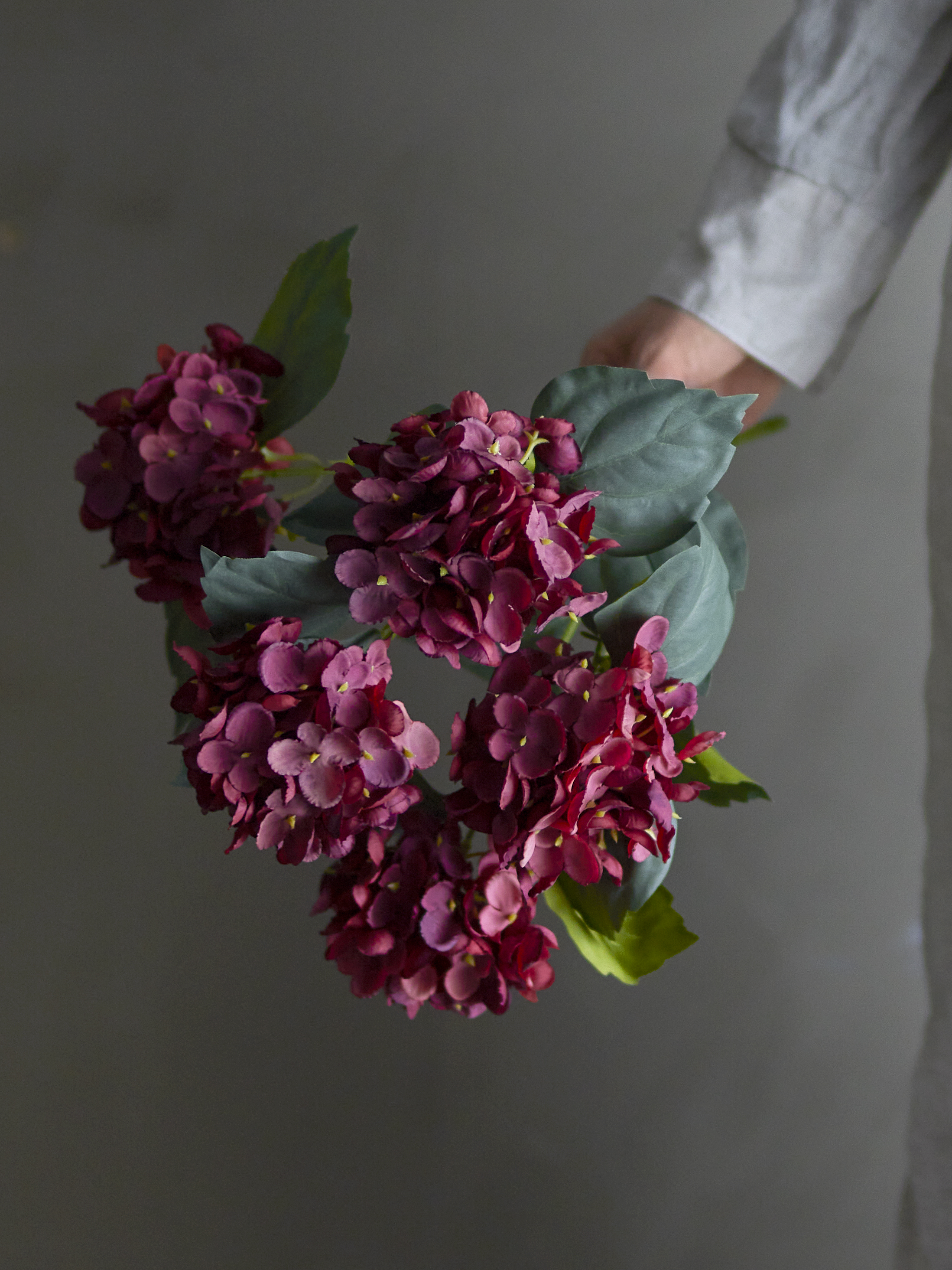 Hydrangea Stem, Red, Artificial Flowers
