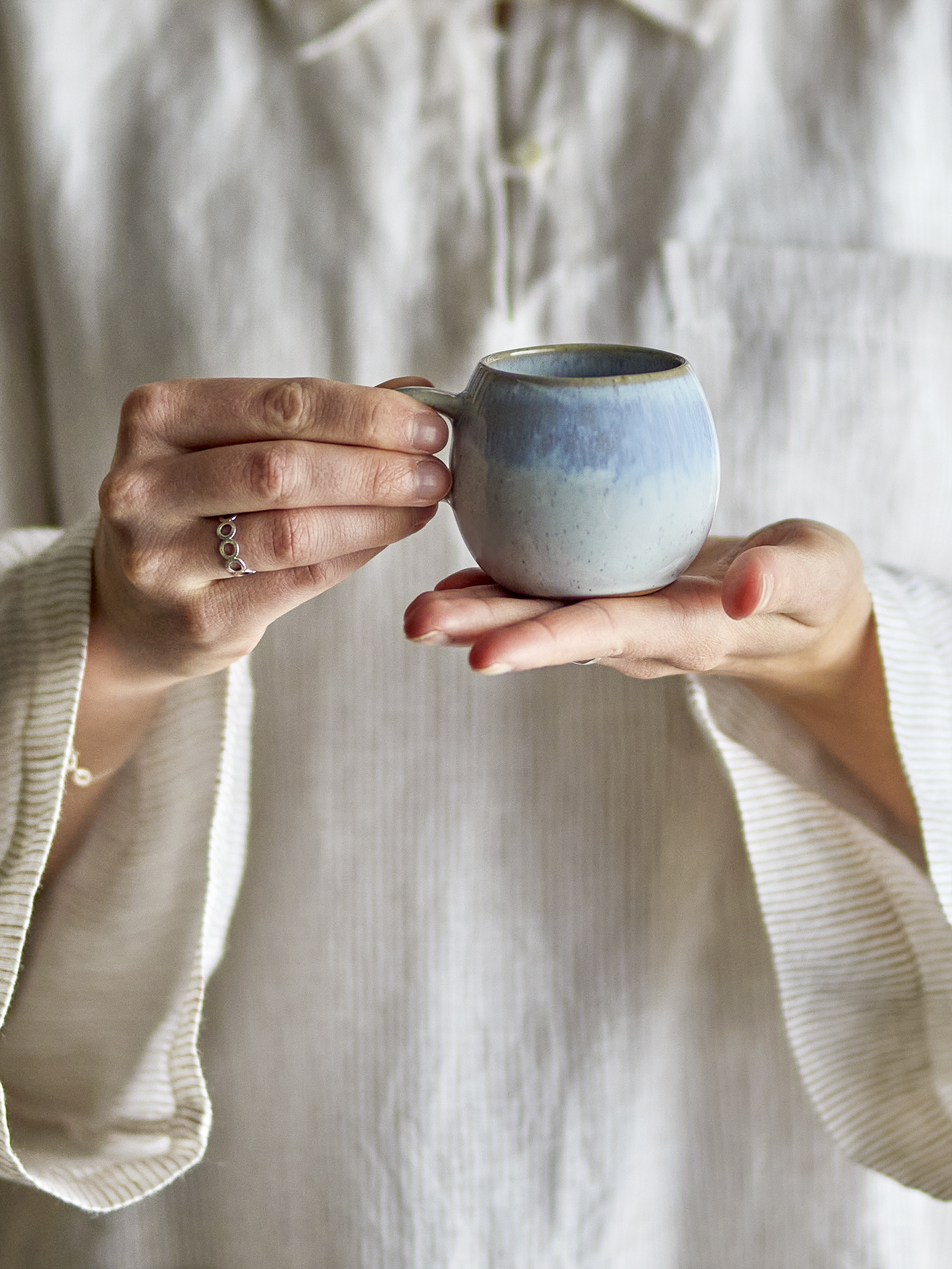 Hezha Espresso Cup, Blue, Stoneware