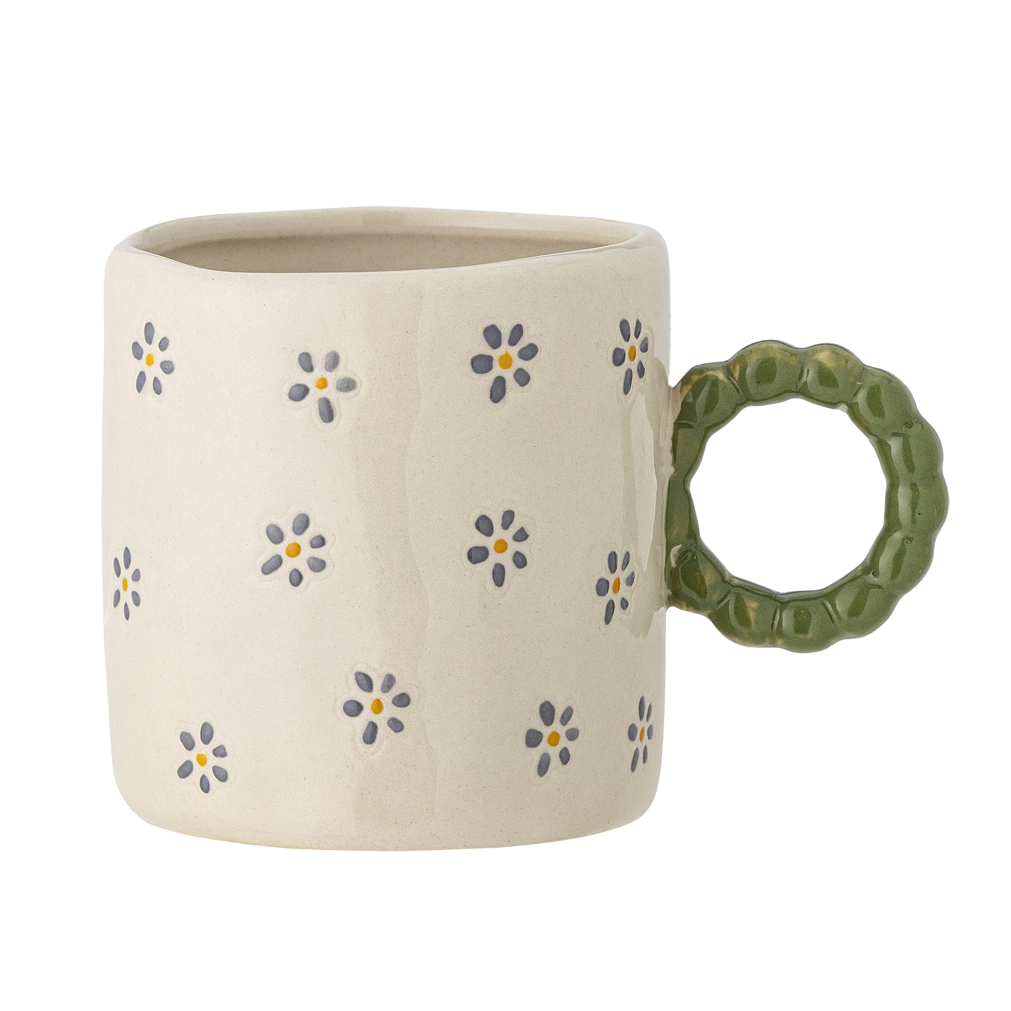 Bloomingville Hezha Tasse Aus Steingut – Mit Vogelmotiv & Flügel-Griff, 260 Ml, Naturfarben