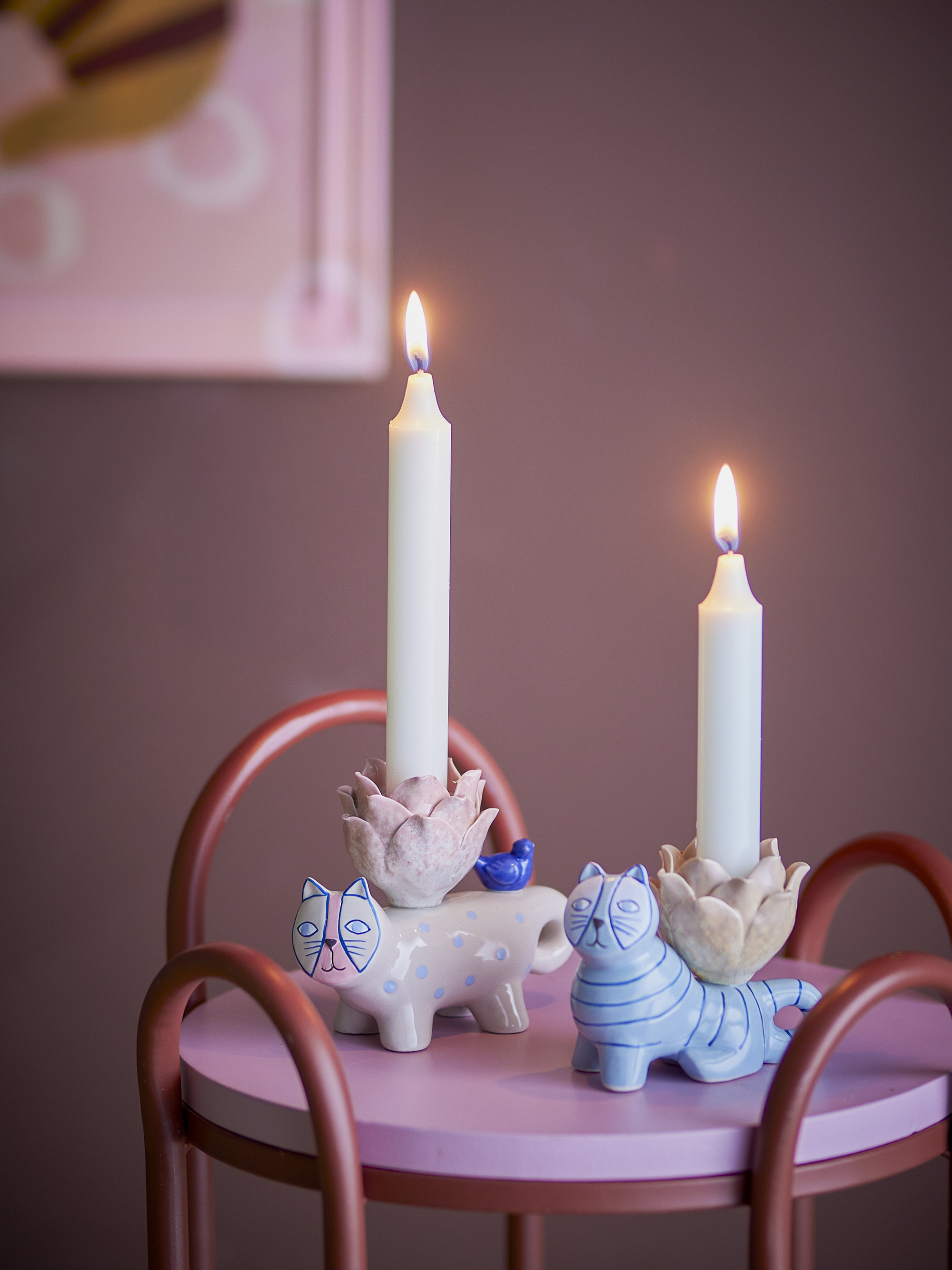 Missy Candle Holder, Multi, Stoneware