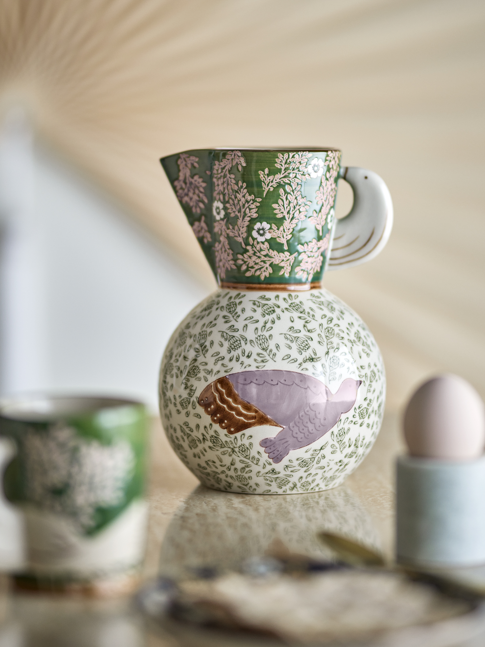 Hezha Jug, Green, Stoneware