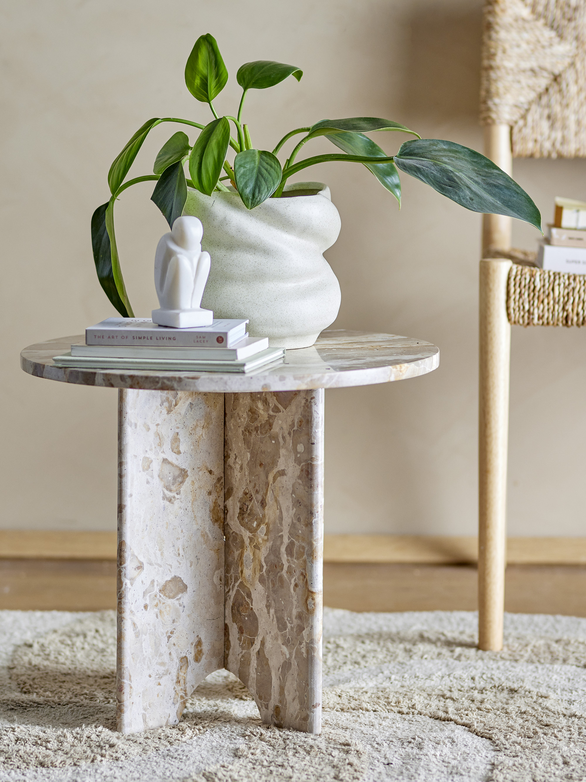 Jasmia Side Table, Brown, Marble