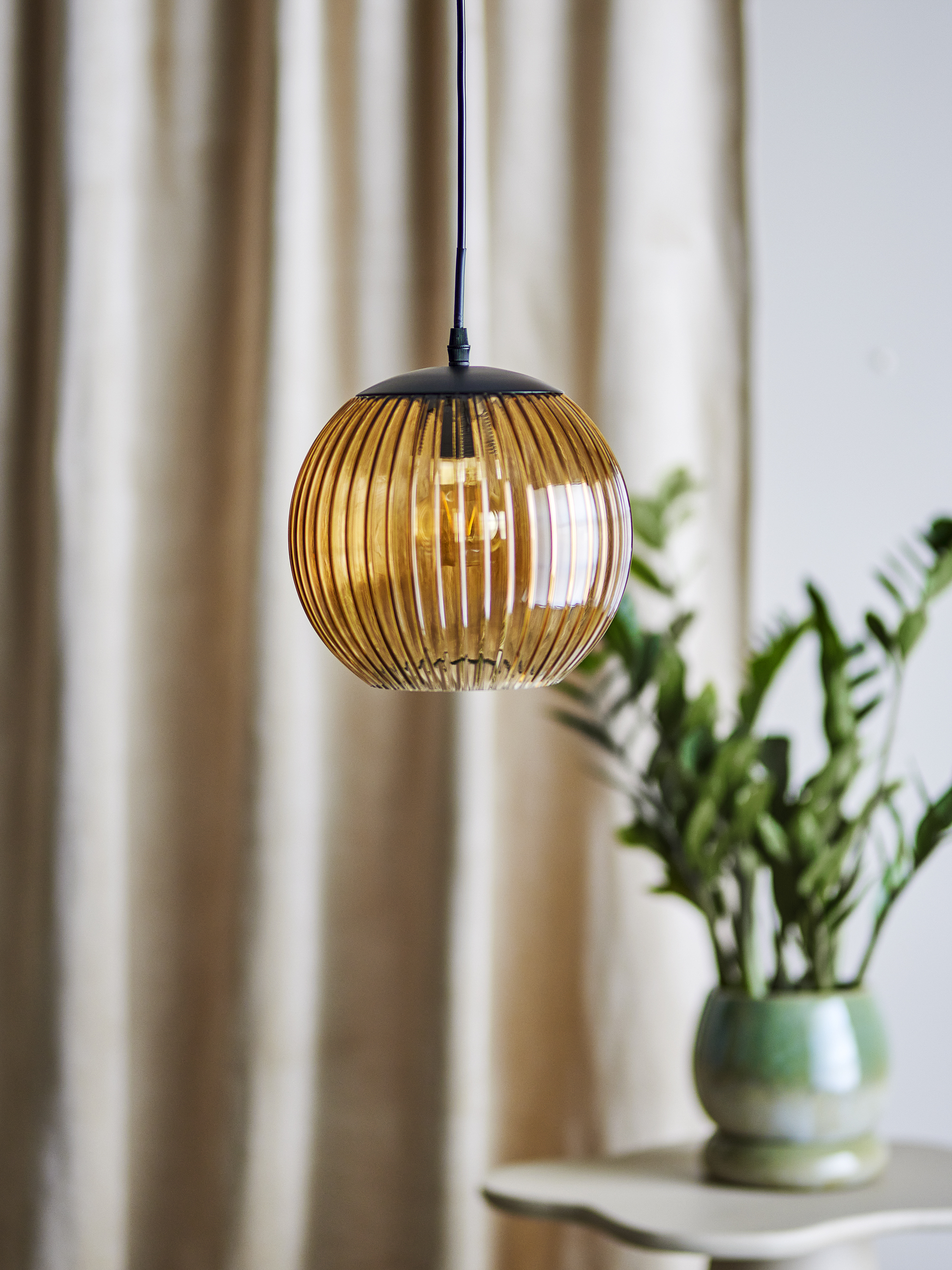 Azizi Pendant Lamp, Brown, Glass