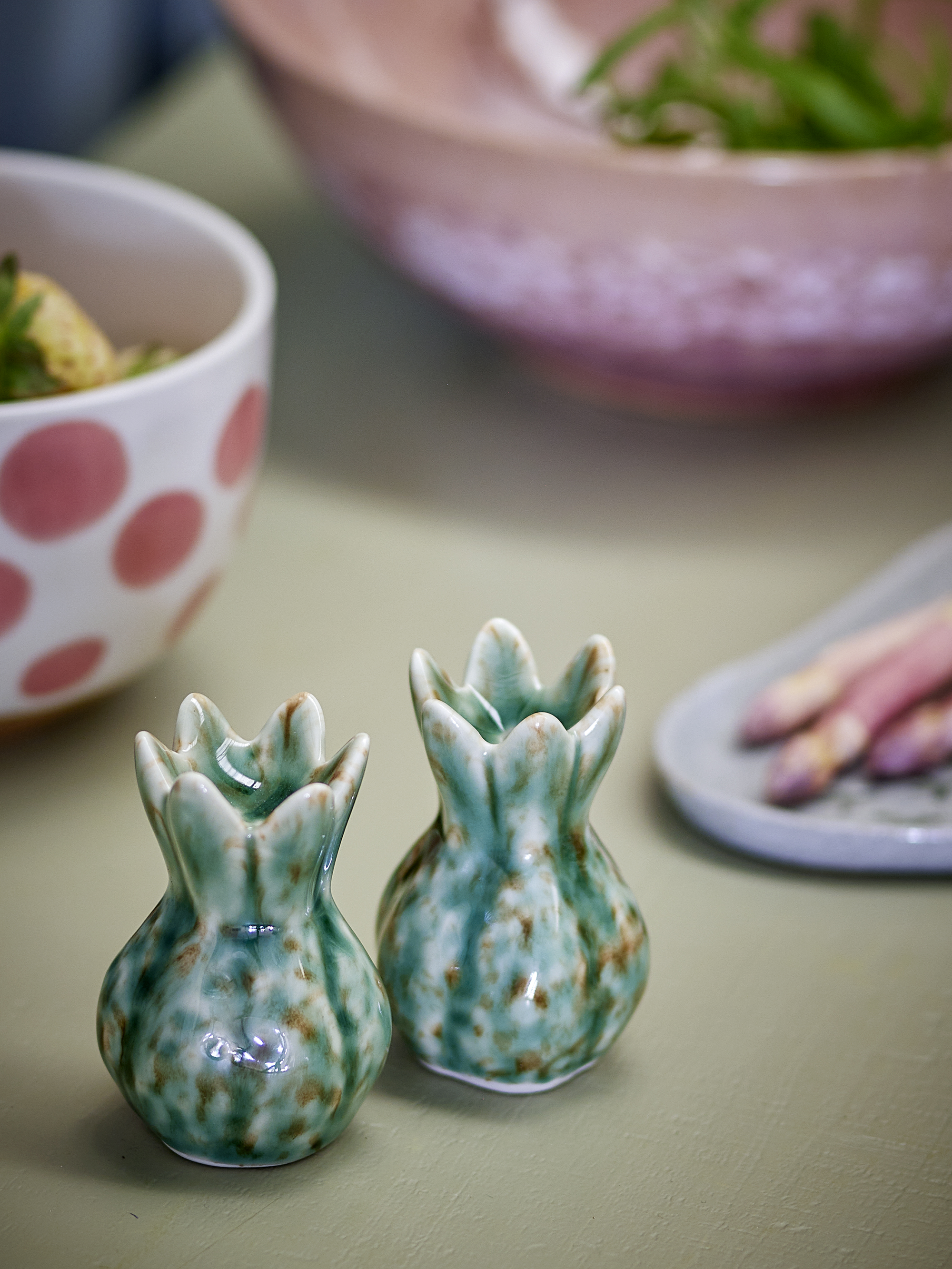 Cyrill Salt & Pepper Shaker Set, Green, Stoneware