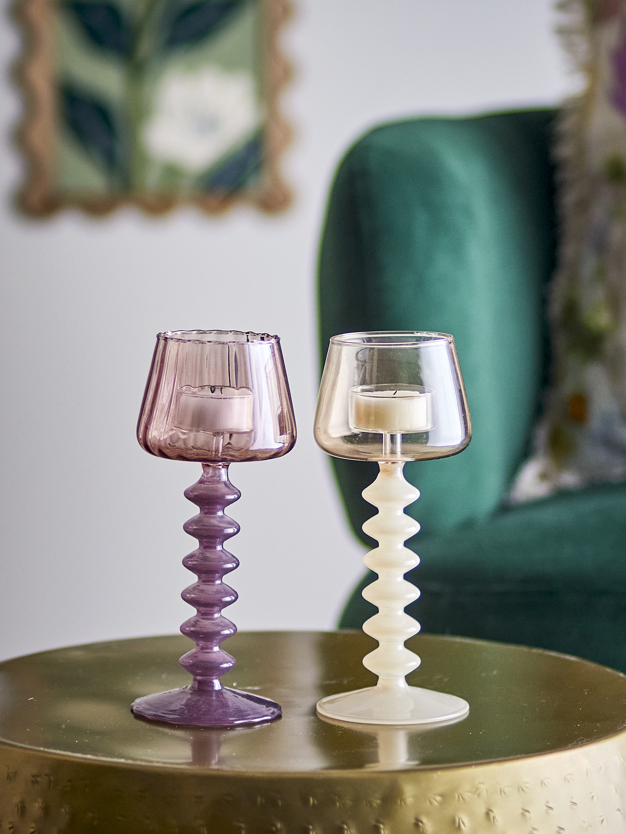 Dreamlight Photophore Moderne en Verre avec Roses et Coeurs diamètre 13 cm * Artisanat Exclusif