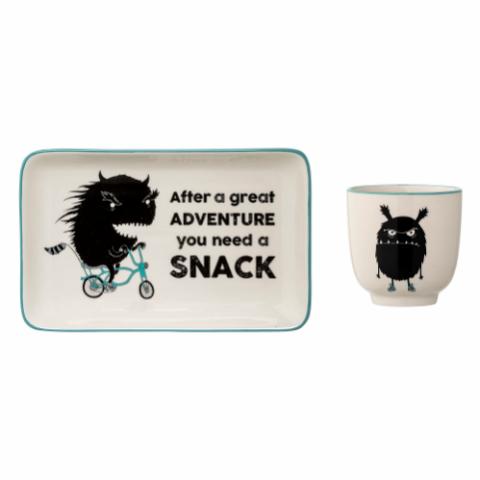 Monster Cup & Plate, White, Stoneware
