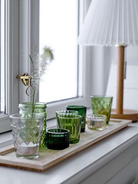 Sanga Tablett mit Teelichthaltern, Grün, Glas