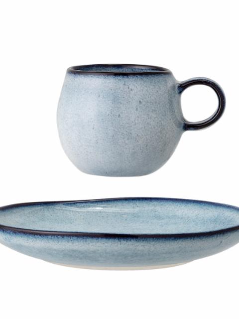 Sandrine Espresso Cup w/Saucer, Blue, Stoneware
