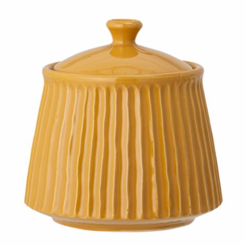 Poppy Jar w/Lid, Yellow, Stoneware
