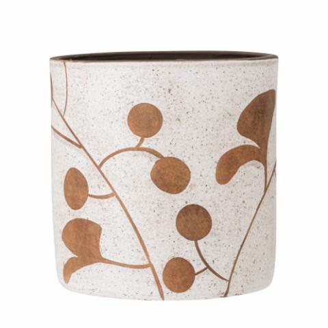 Janis Deco Flowerpot, White, Terracotta