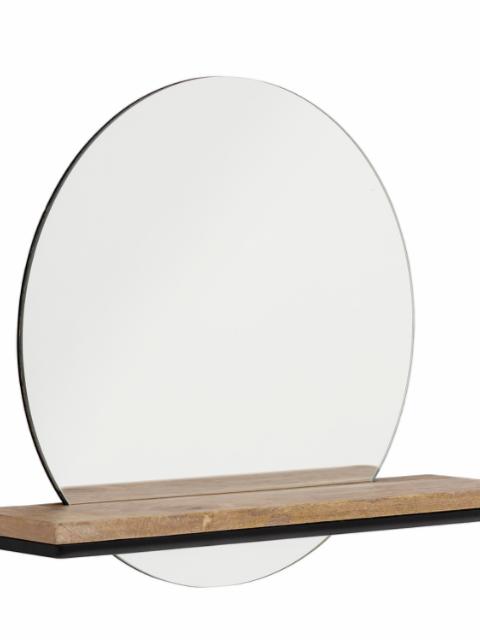 Lias Mirror w/Shelf, Brown, Glass