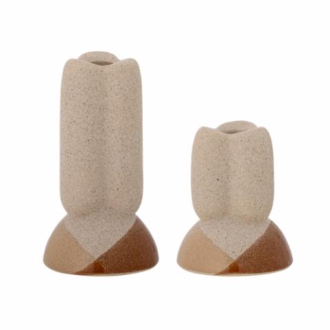 Iness Candlestick, Brown, Stoneware
