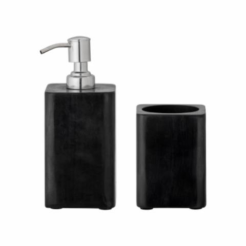 Minori Soap Dispenser Set, Black, Soapstone